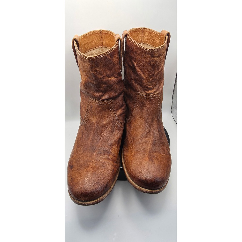 Frye Veronica Short Leather Moto Boots Camel Brown 10M 3471055-CAM